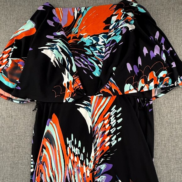 Jones Studio Dress Medium Flutter Sleeves Abstract Print V-Neck Stretchy - Picture 10 of 12